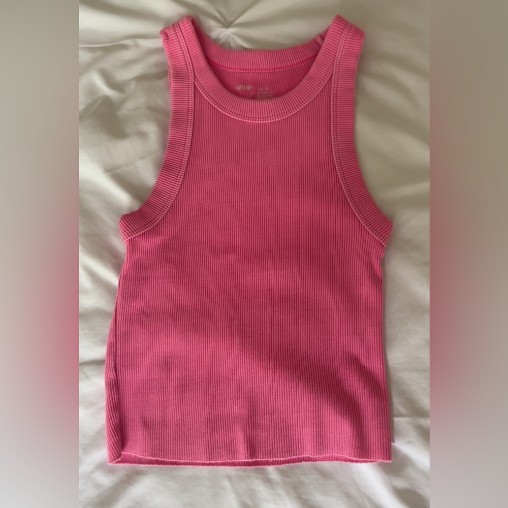 Aerie Bright Pink Ribbed Tank Top